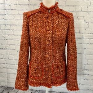 CHICO’s Tweed Boucle Blazer in Burnt Orange
